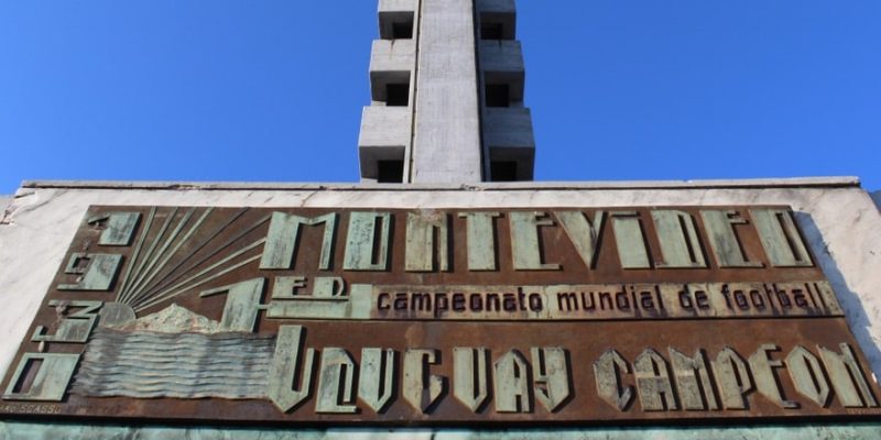 A monument commemorates the world soccer championship held in Montevideo in 1930.