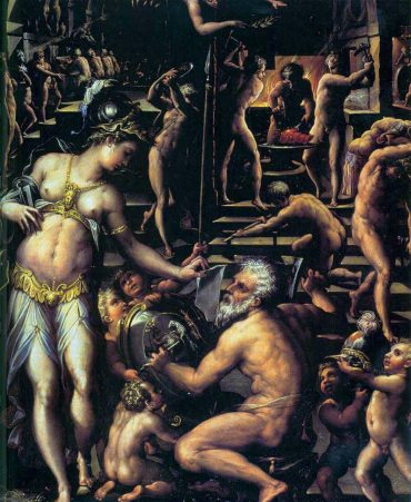 Painting The Forge of Vulcan by Giorgio Vasari