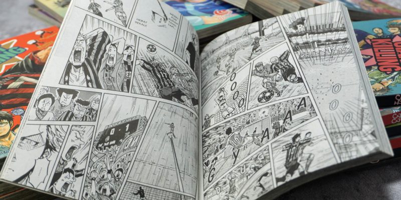 Pages from a black and white manga