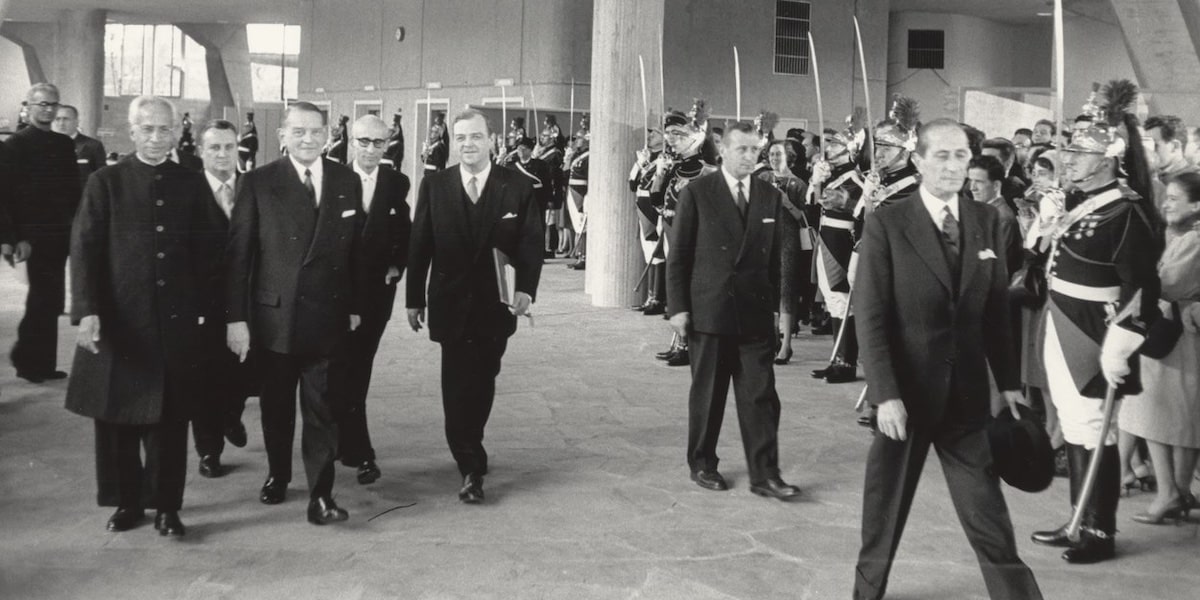 Inauguration ceremony of the Unesco building on November 3, 1958.