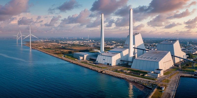 A power plant in Denmark produces clean energy.