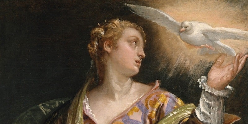 In a painting by Paolo Veronese, Saint Catherine of Alexandria has a mystical experience in prison.