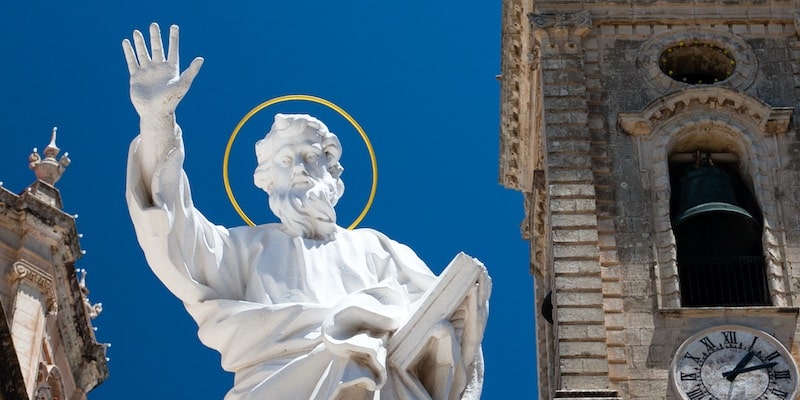 A statue commemorates Saint Paul the Apostle.